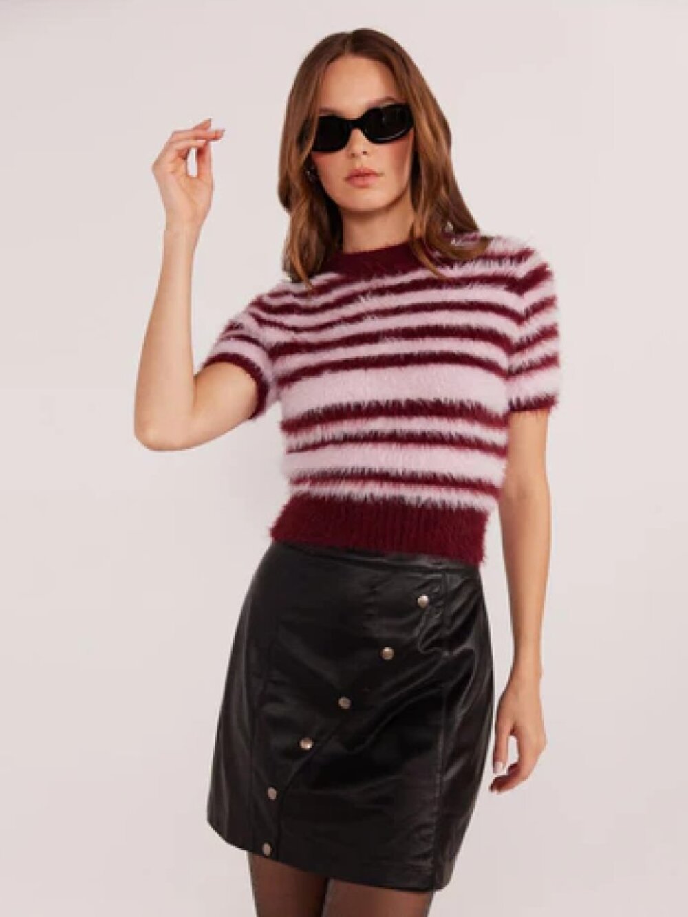 MINKPINK Ivy Tinsel Fluffy Knit Tee